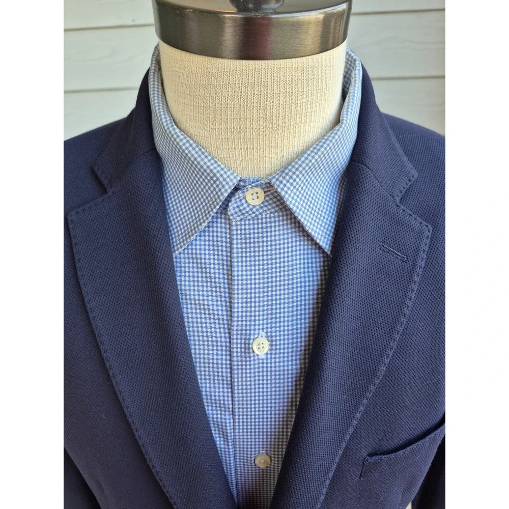 Calvin Klein Mens Navy Blue Textured Honeycomb X Slim Fit Blazer Sport Coat 44 R